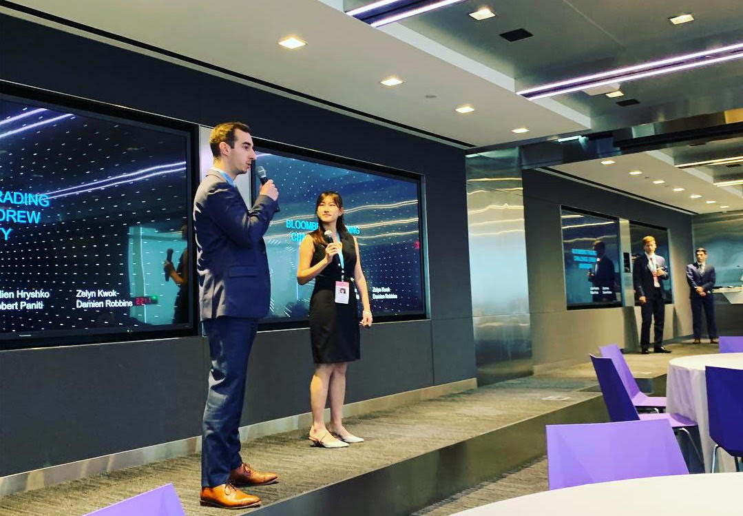 Four students making a presentation