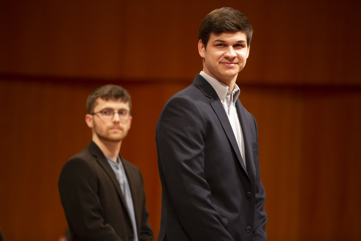 Hunter Muratore and Domenico DiSalvo standing on stage